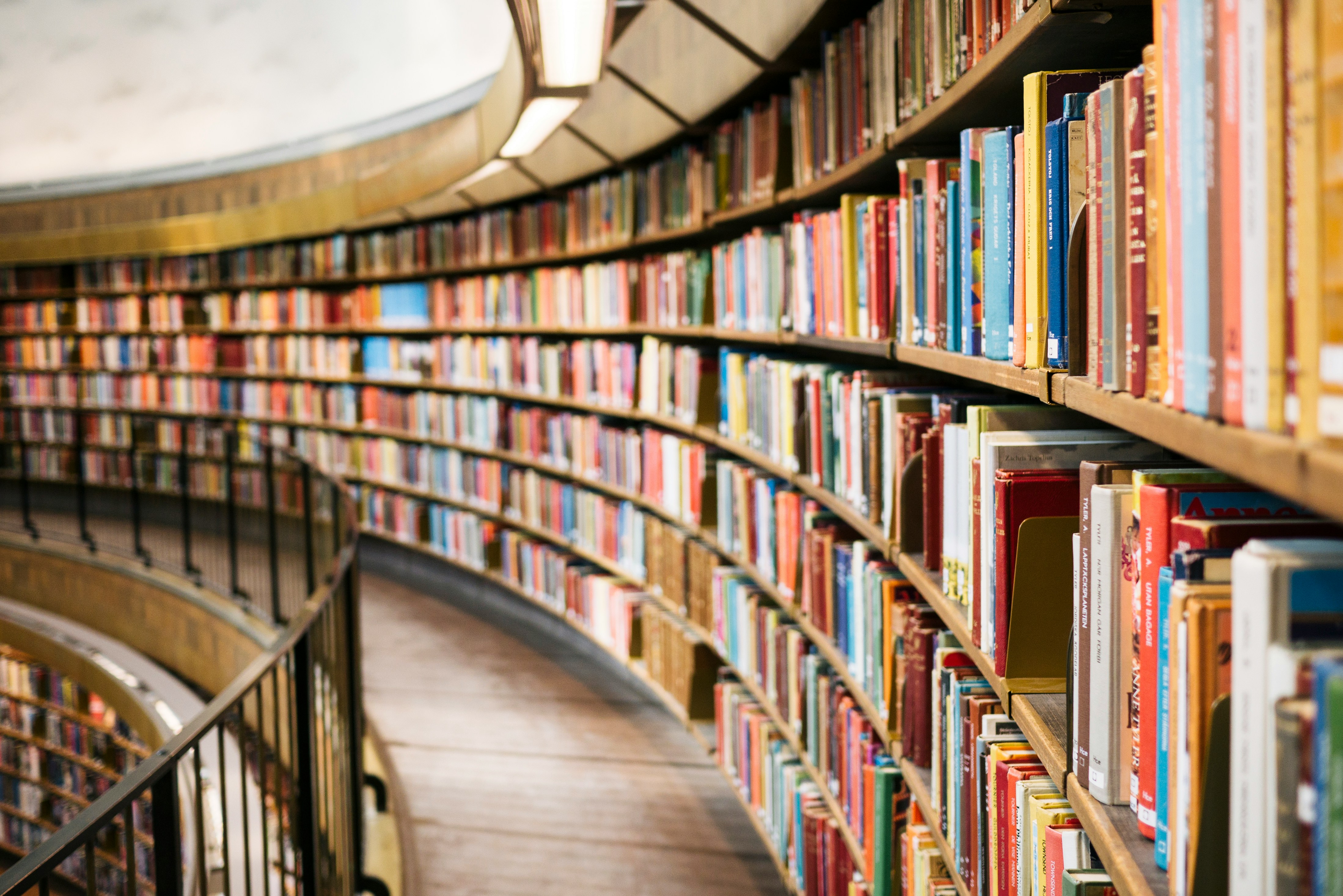 book shelves in library