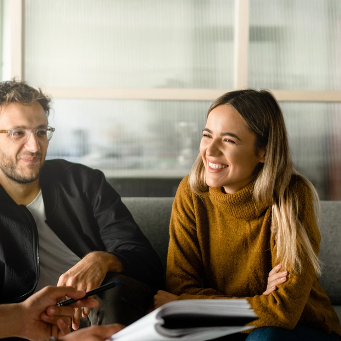 People learning in group smiling People learning in group smiling