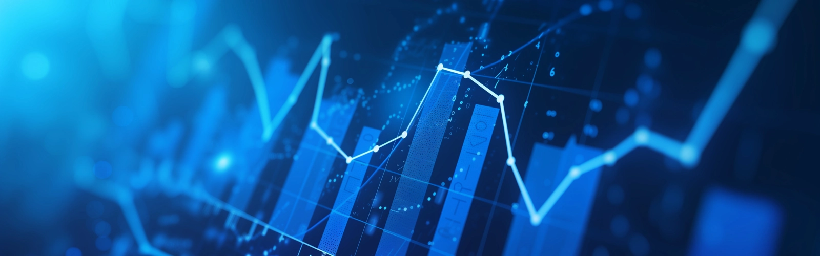 Abstract blue financial chart with rising and falling line graphs Abstract blue financial chart with rising and falling line graphs