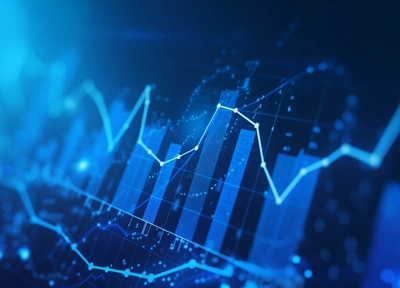 Abstract blue financial chart with rising and falling line graphs Abstract blue financial chart with rising and falling line graphs