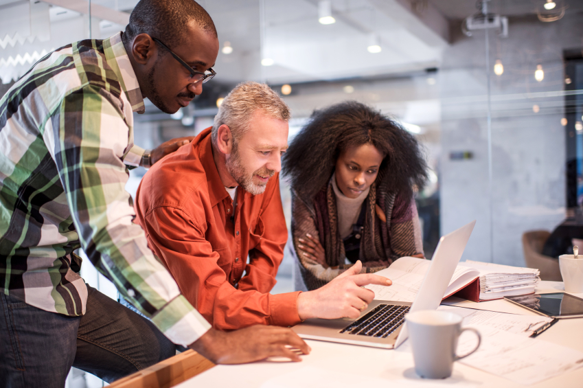 People discussing data analysis