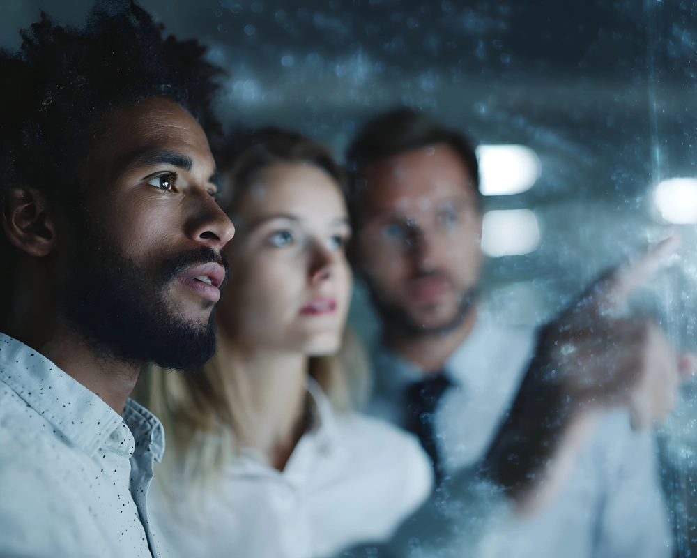 team of data experts looking at project team of data experts looking at project