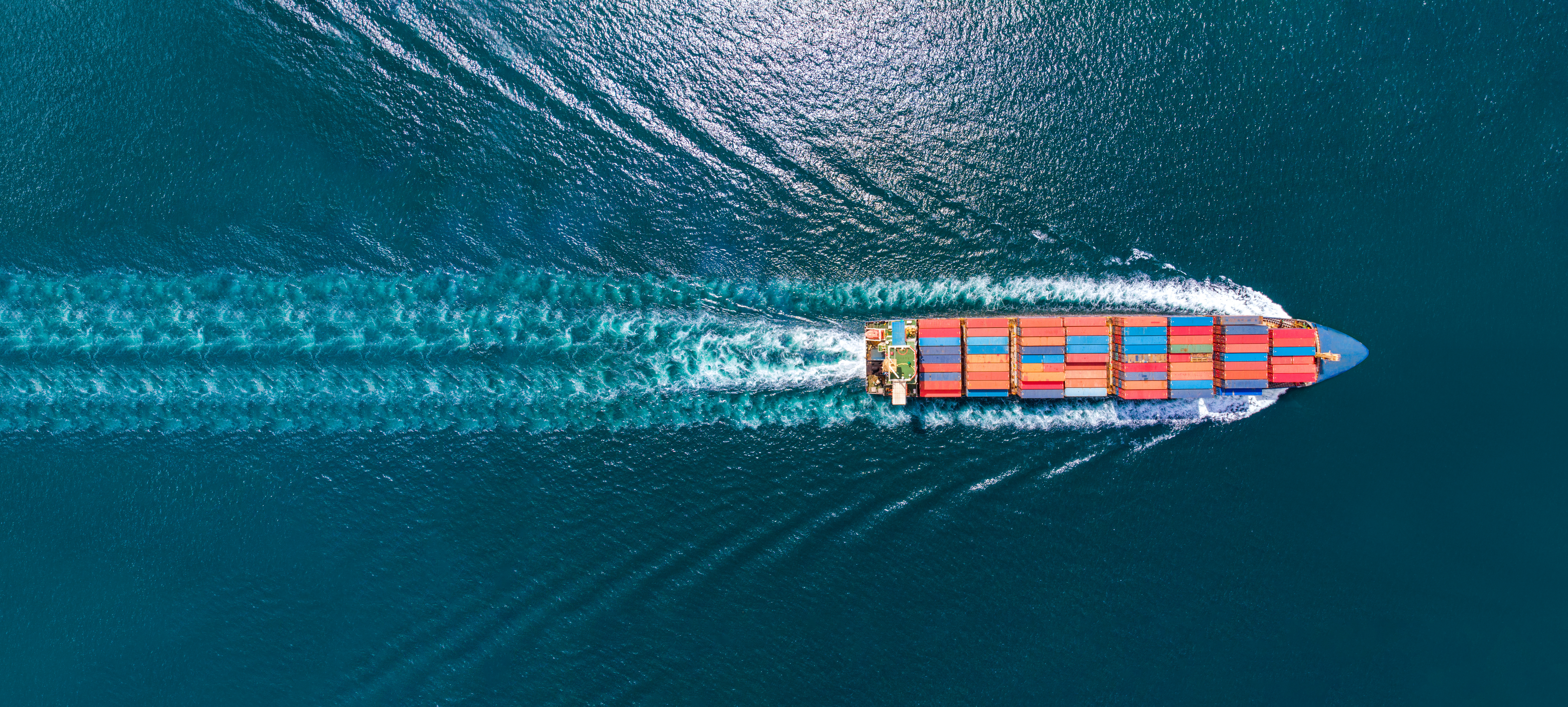 bird eye view of cargo ship