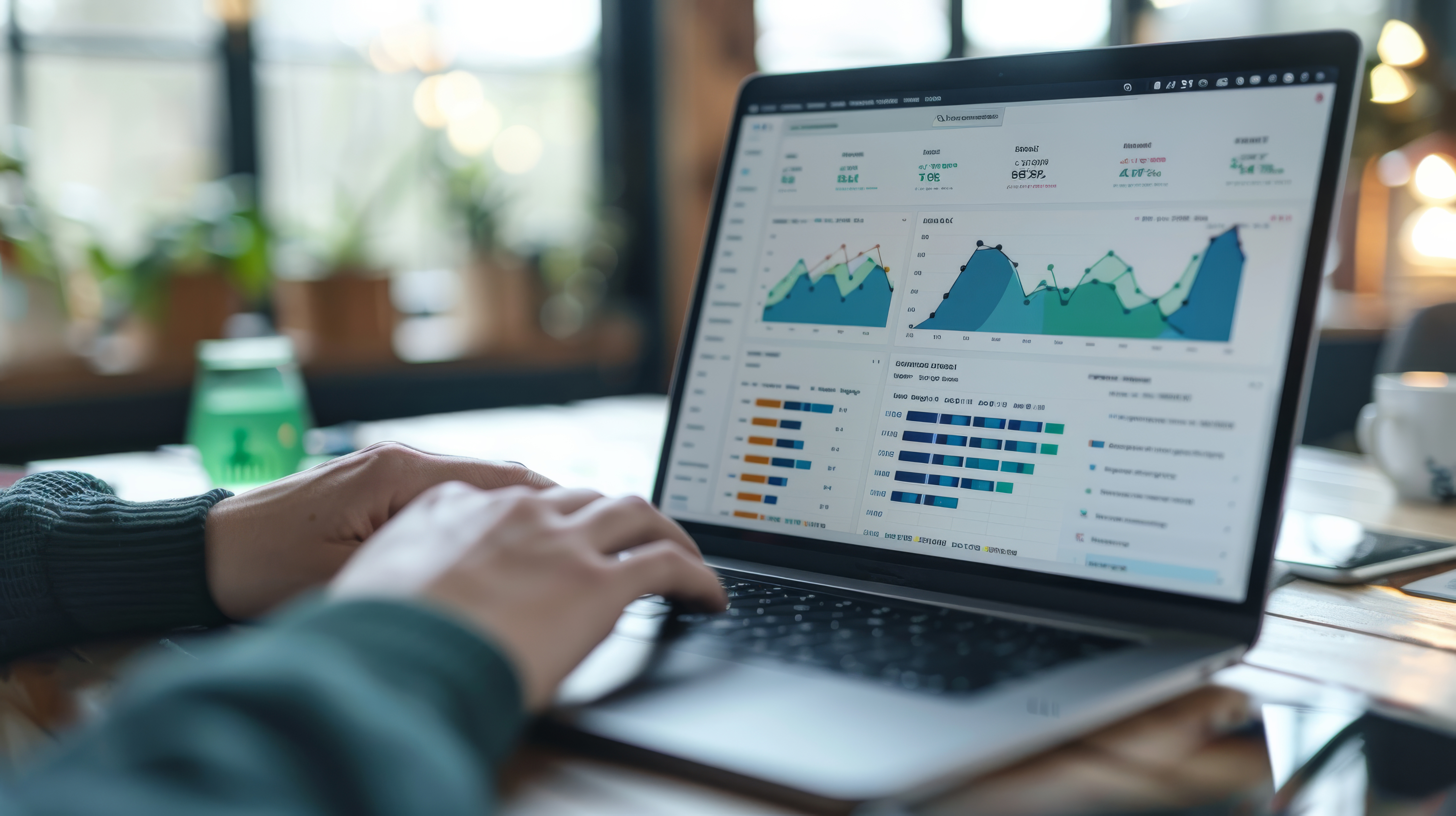 person doing data analysis on laptop for built environment business