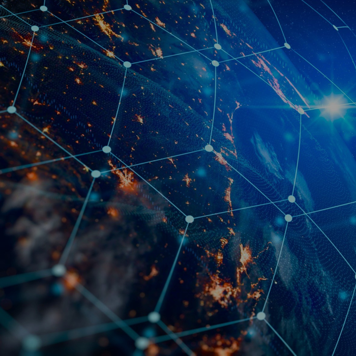 Globe with lights shining across it Globe with lights shining across it