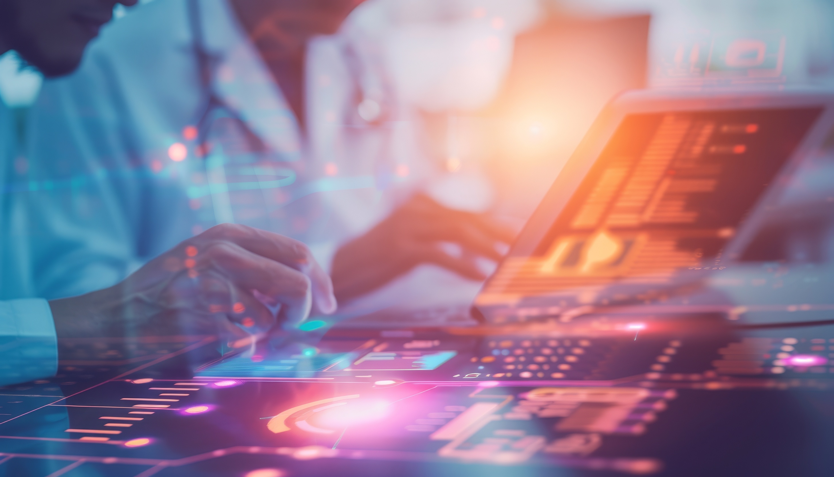 Person looking at technology used in a healthcare organisations