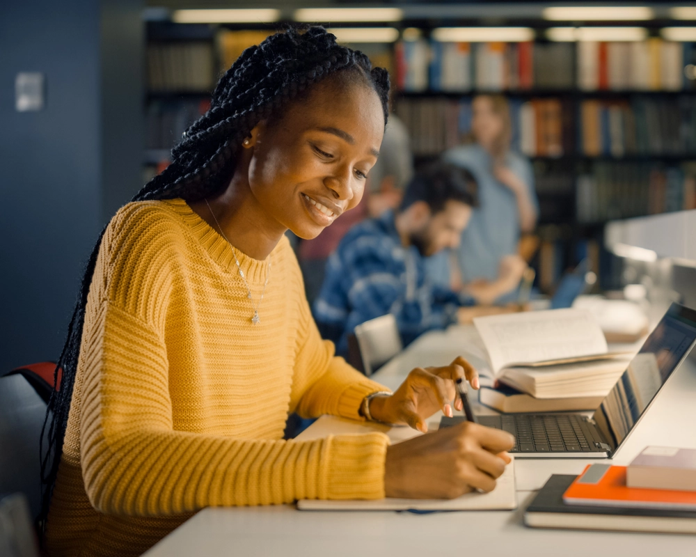 Higher education library people studying Higher education library people studying