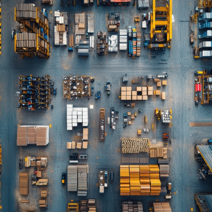 Birdseye view of industrial products Birdseye view of industrial products