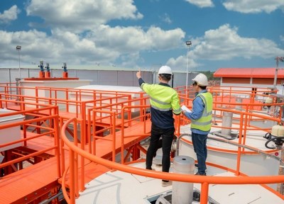 People looking at water infrastructure People looking at water infrastructure