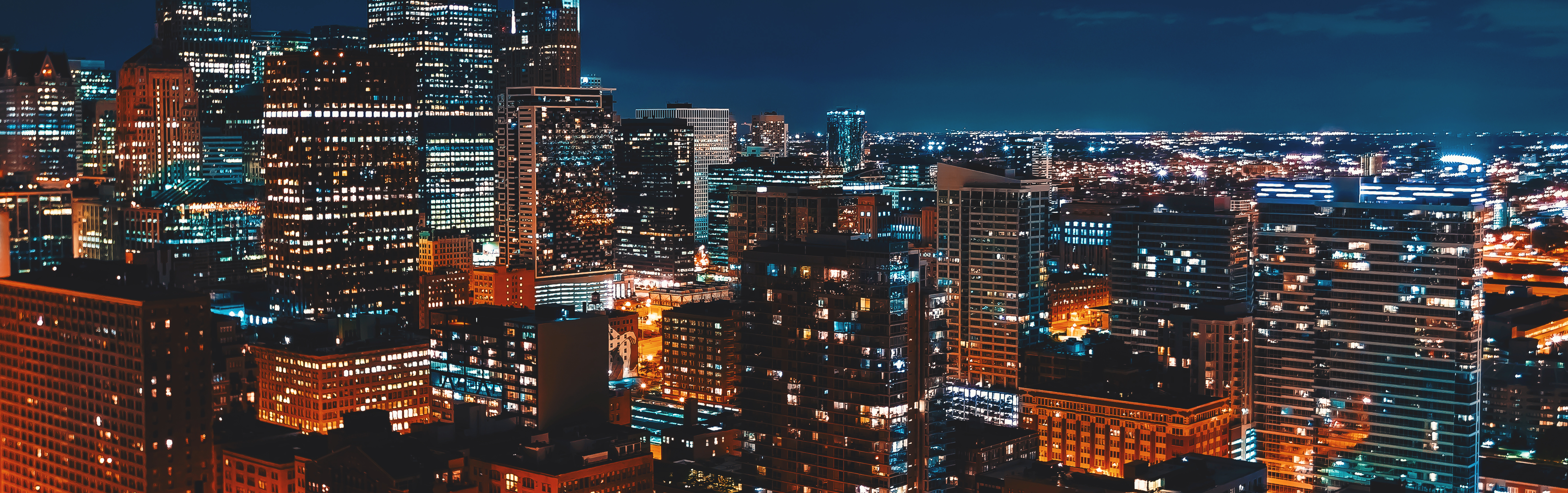 cityscape at night orange lights