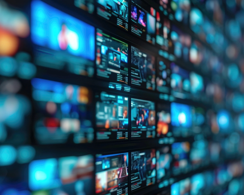 screen of videos at media business screen of videos at media business